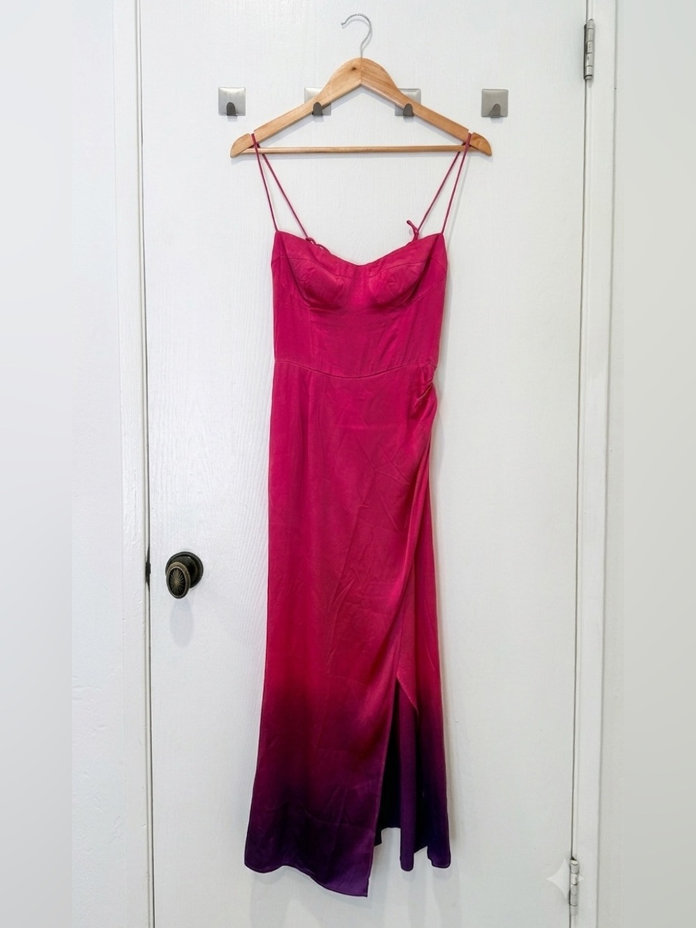Reformation Silk Marguerite Dress - custom indigo dip-dye ombre (size 2)